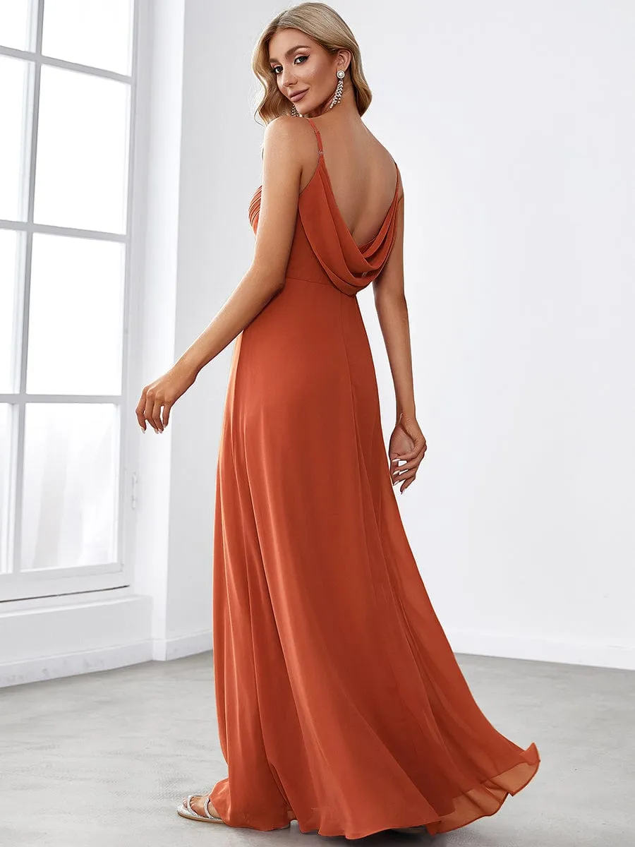 Malika elegant cross front cowl back bridesmaid dress