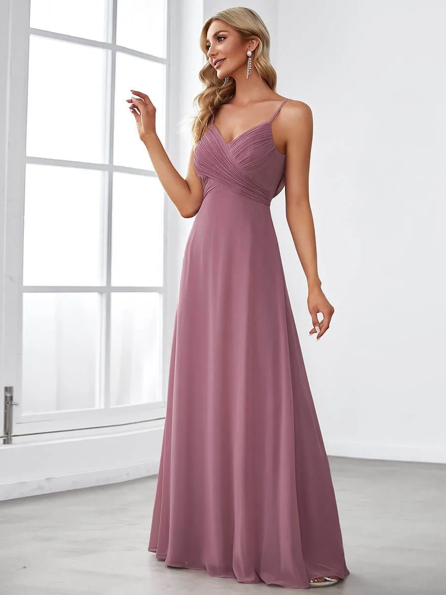 Malika elegant cross front cowl back bridesmaid dress
