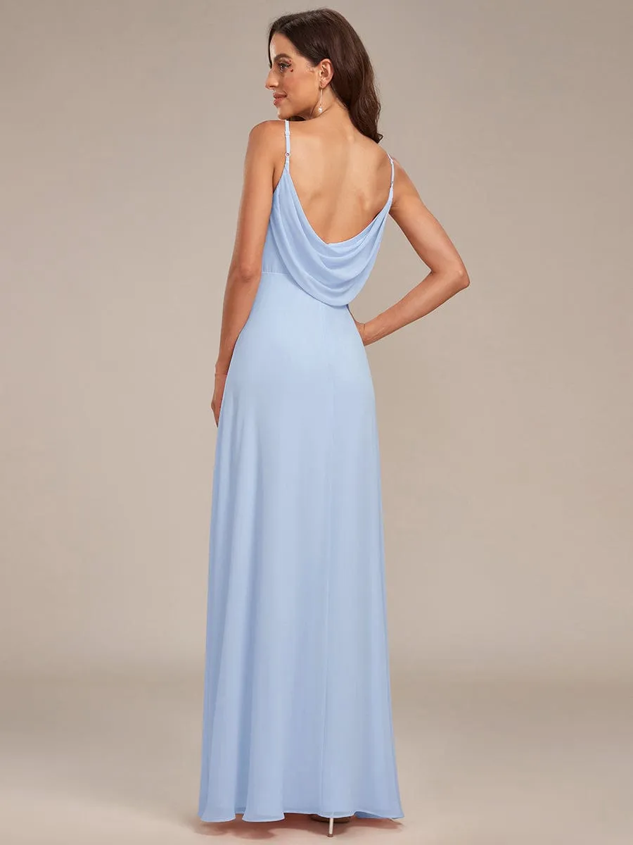 Malika elegant cross front cowl back bridesmaid dress