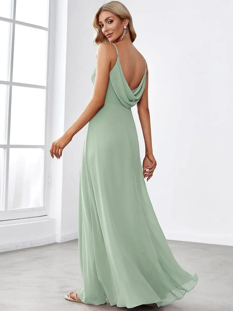 Malika elegant cross front cowl back bridesmaid dress