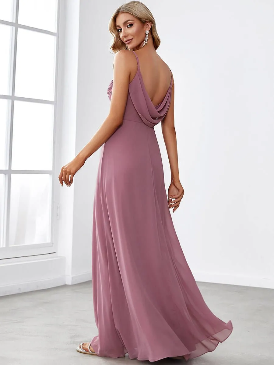 Malika elegant cross front cowl back bridesmaid dress