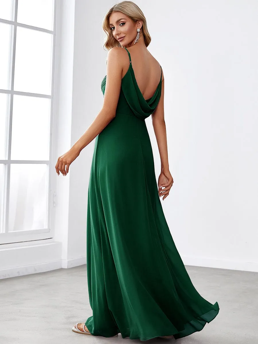 Malika elegant cross front cowl back bridesmaid dress