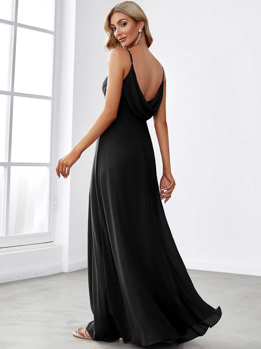 Malika elegant cross front cowl back bridesmaid dress