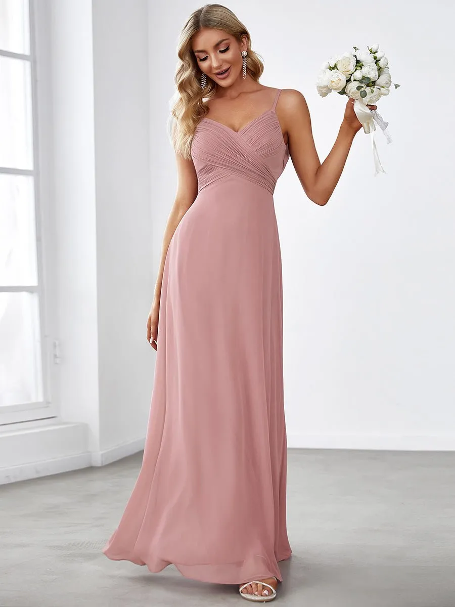 Malika elegant cross front cowl back bridesmaid dress