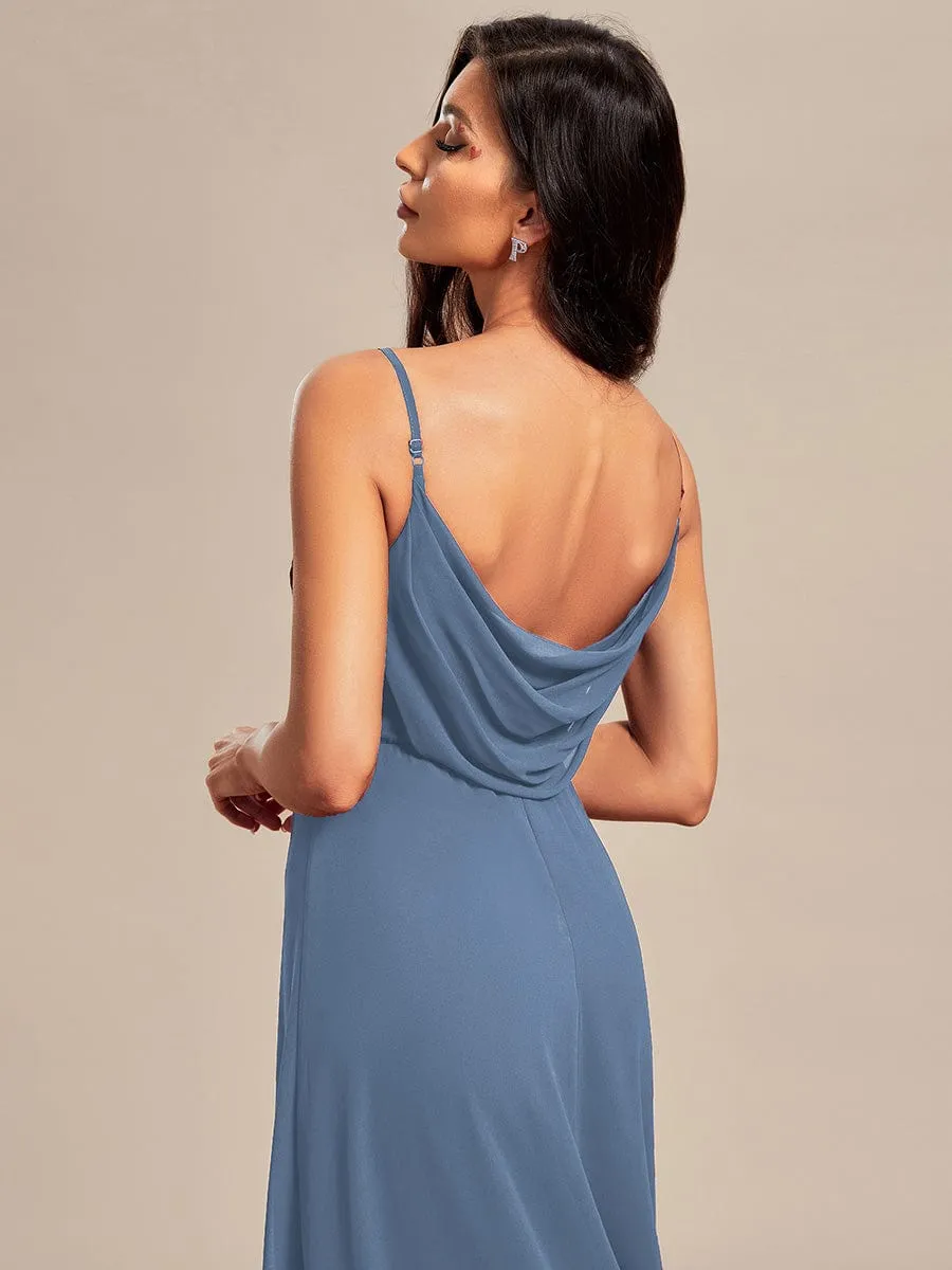 Malika elegant cross front cowl back bridesmaid dress