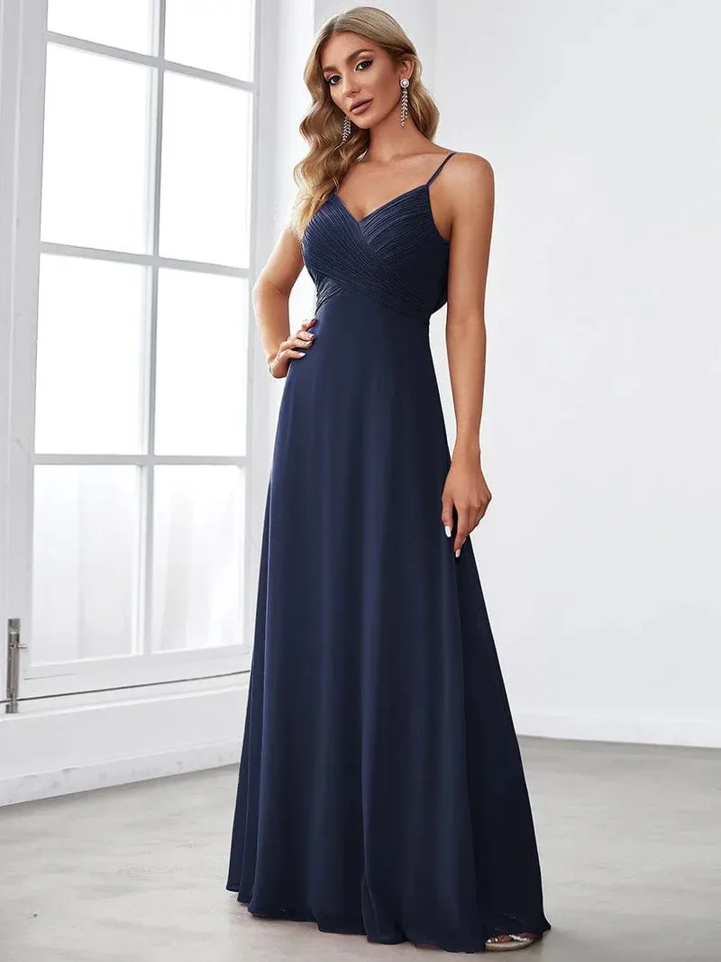 Malika elegant cross front cowl back bridesmaid dress
