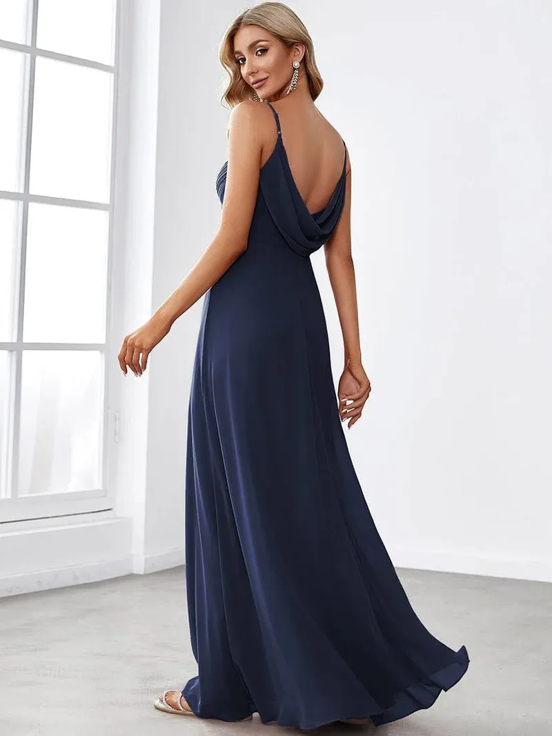 Malika elegant cross front cowl back bridesmaid dress