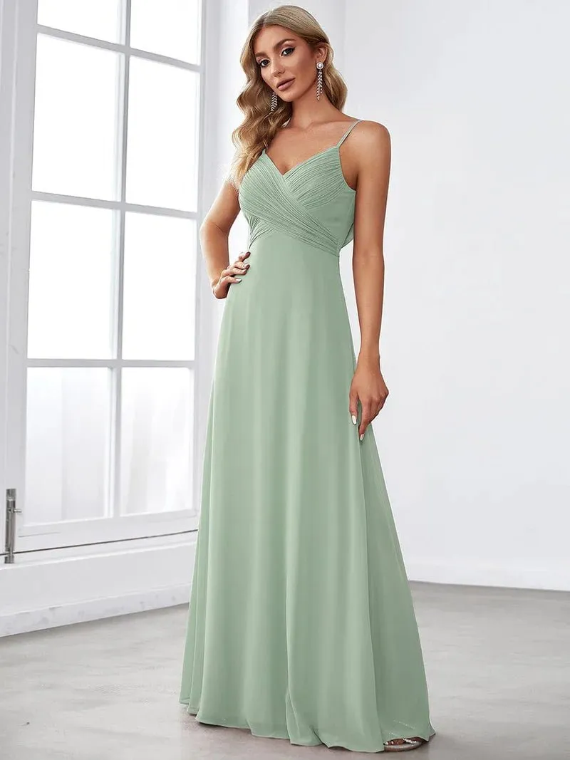 Malika elegant cross front cowl back bridesmaid dress