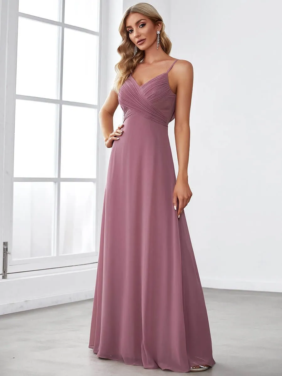 Malika elegant cross front cowl back bridesmaid dress