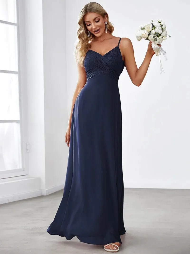 Malika elegant cross front cowl back bridesmaid dress