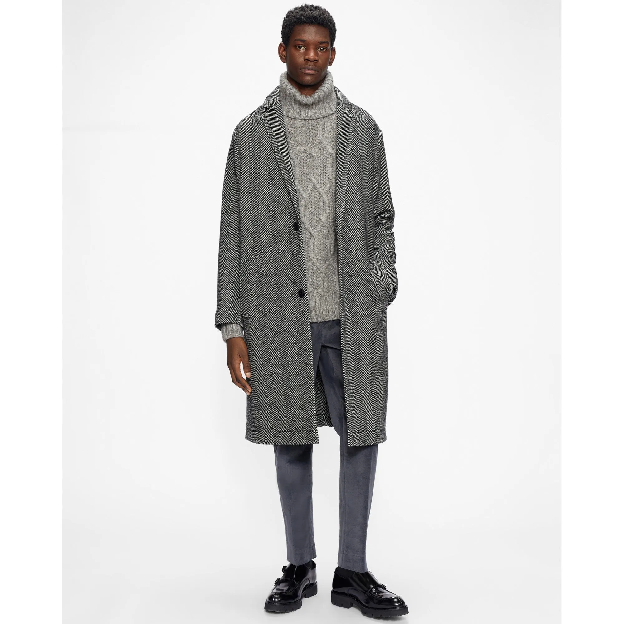 Men Mmk-Rocer-Ls Chunky Roll Neck - Grey