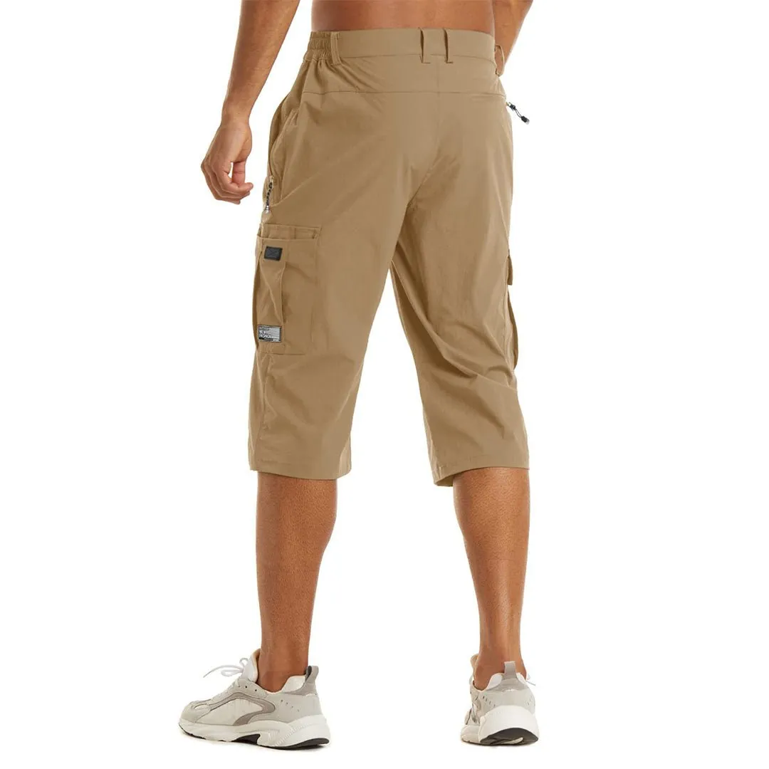 Men's 3/4 Quick-dry Cargo Capri Pants Zipper Pockets