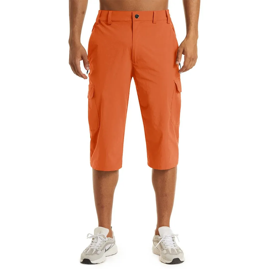 Men's 3/4 Quick-dry Cargo Capri Pants Zipper Pockets