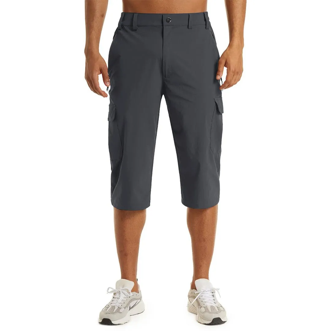 Men's 3/4 Quick-dry Cargo Capri Pants Zipper Pockets