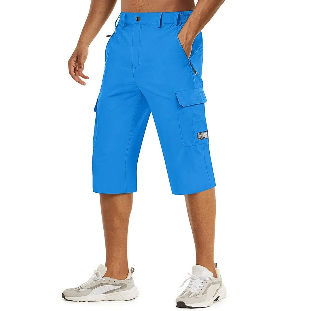 Men's 3/4 Quick-dry Cargo Capri Pants Zipper Pockets