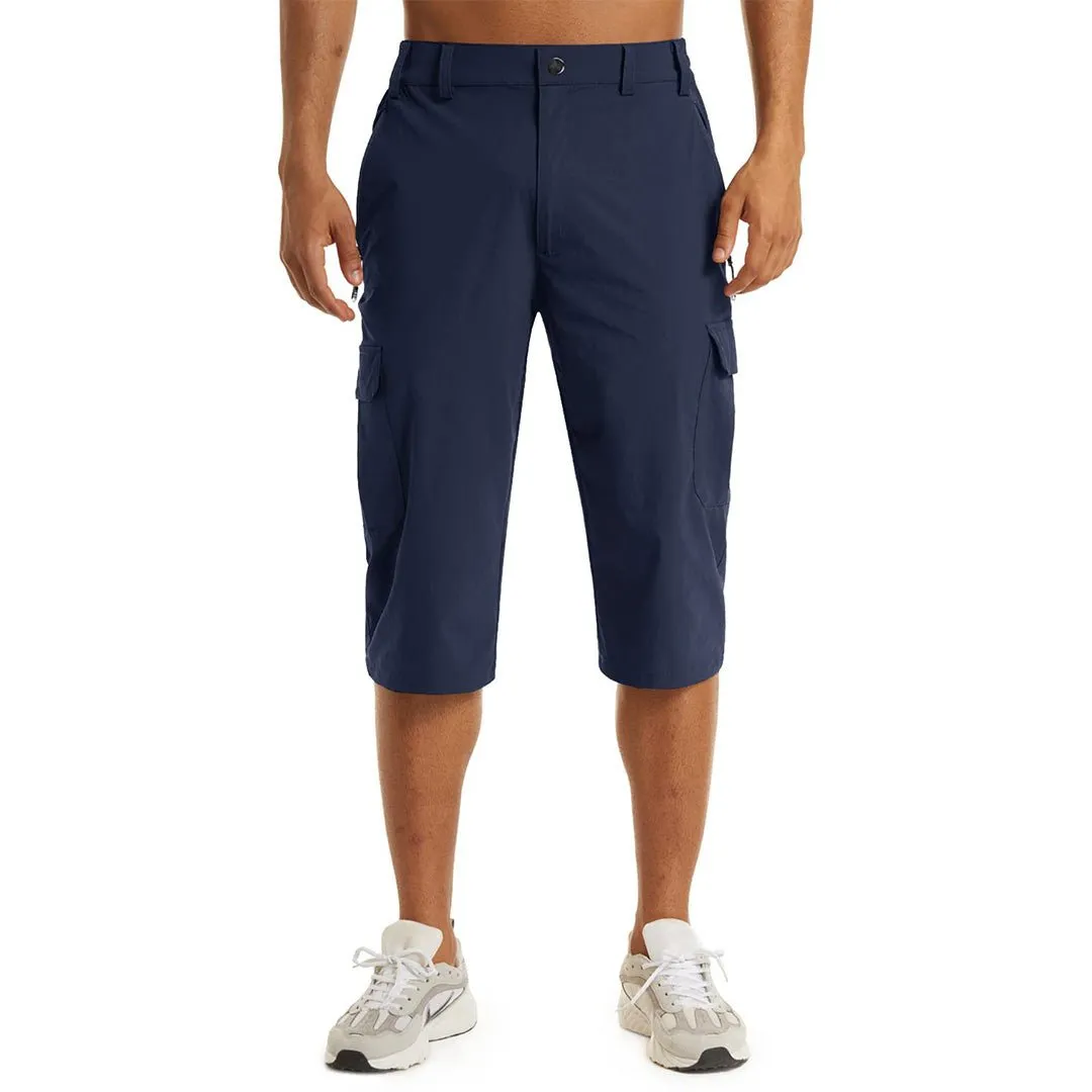 Men's 3/4 Quick-dry Cargo Capri Pants Zipper Pockets