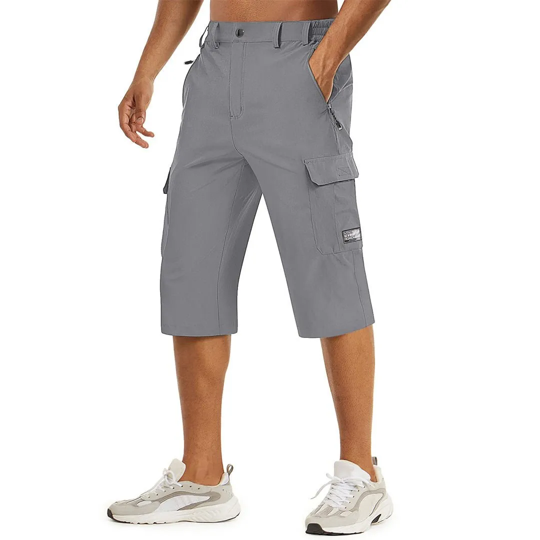 Men's 3/4 Quick-dry Cargo Capri Pants Zipper Pockets