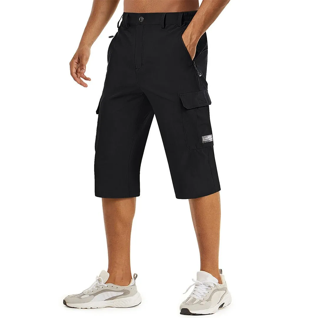 Men's 3/4 Quick-dry Cargo Capri Pants Zipper Pockets