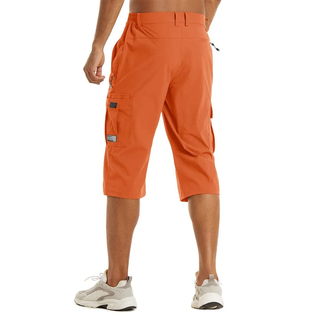 Men's 3/4 Quick-dry Cargo Capri Pants Zipper Pockets