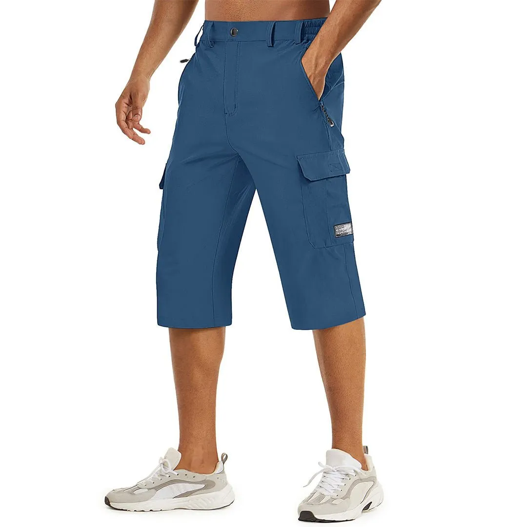 Men's 3/4 Quick-dry Cargo Capri Pants Zipper Pockets