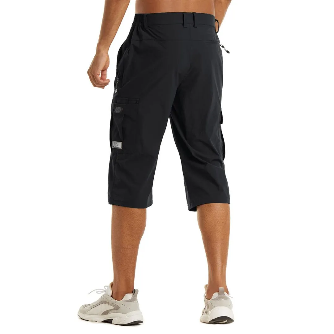 Men's 3/4 Quick-dry Cargo Capri Pants Zipper Pockets