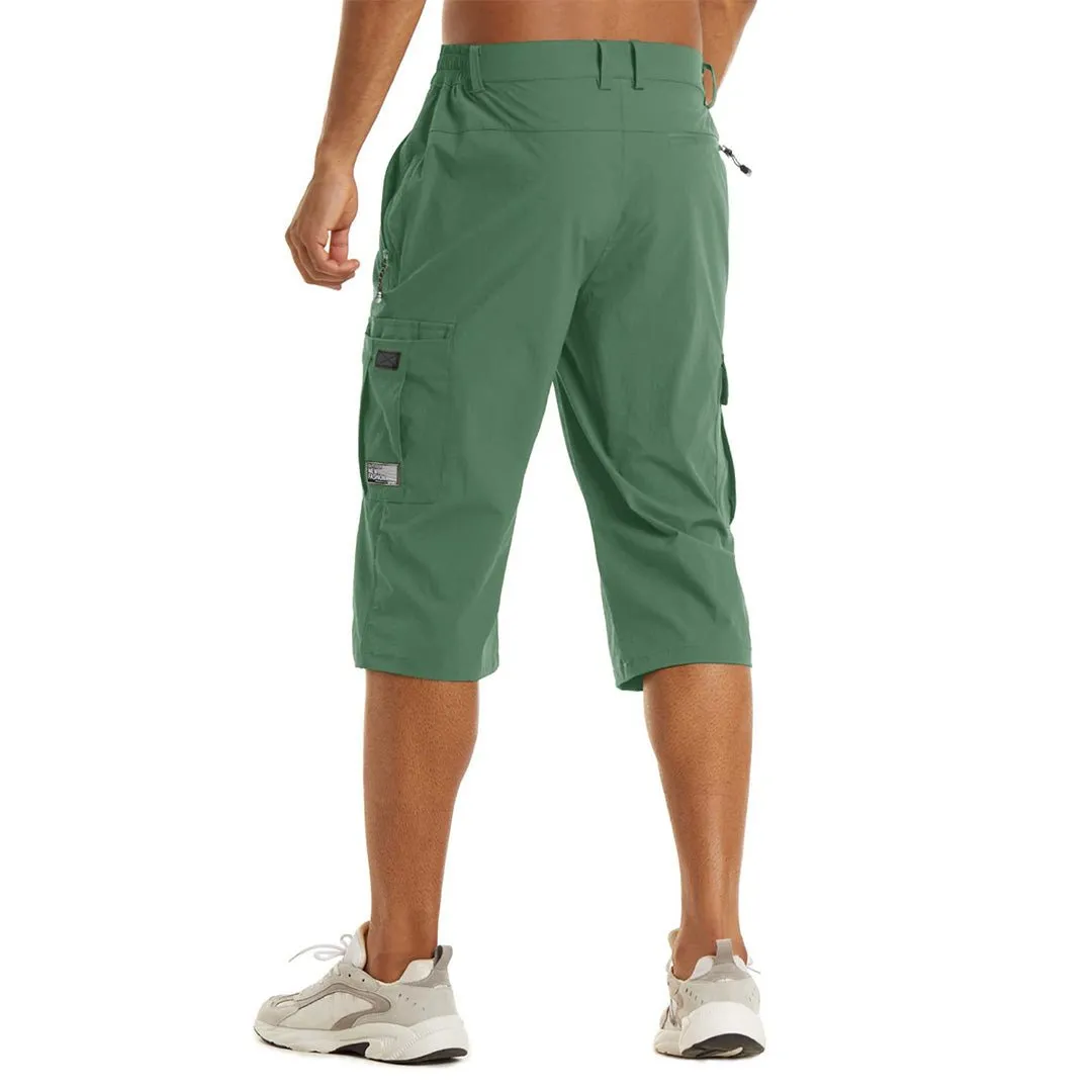 Men's 3/4 Quick-dry Cargo Capri Pants Zipper Pockets