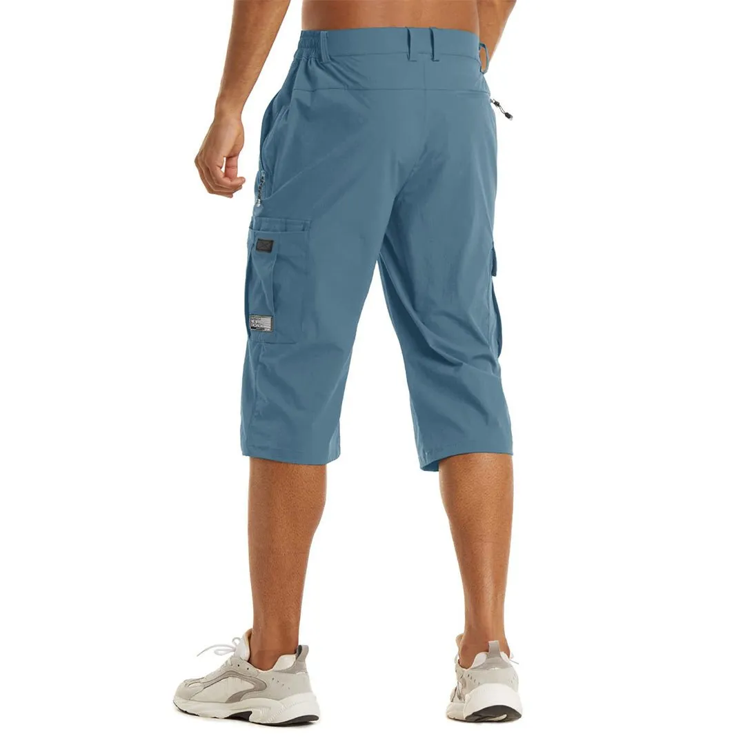 Men's 3/4 Quick-dry Cargo Capri Pants Zipper Pockets