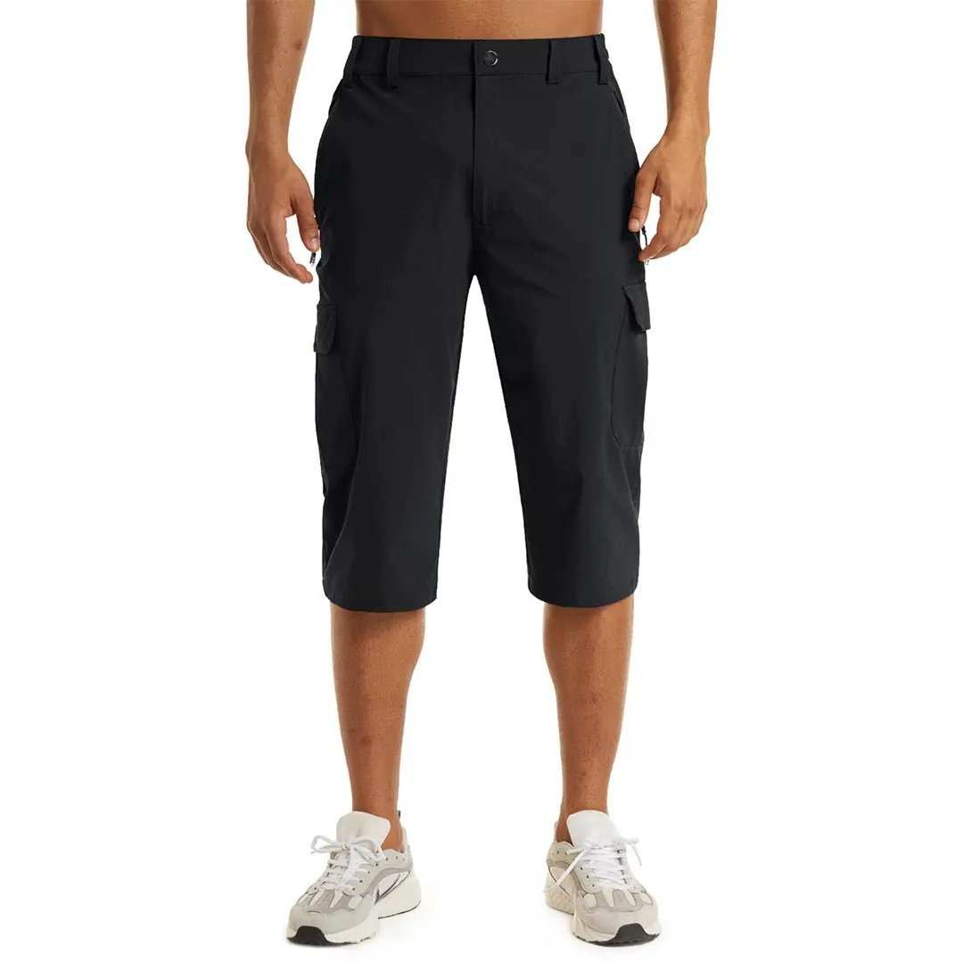 Men's 3/4 Quick-dry Cargo Capri Pants Zipper Pockets