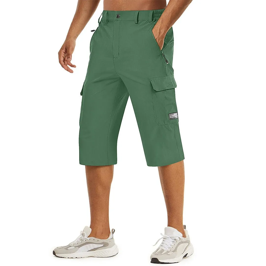 Men's 3/4 Quick-dry Cargo Capri Pants Zipper Pockets