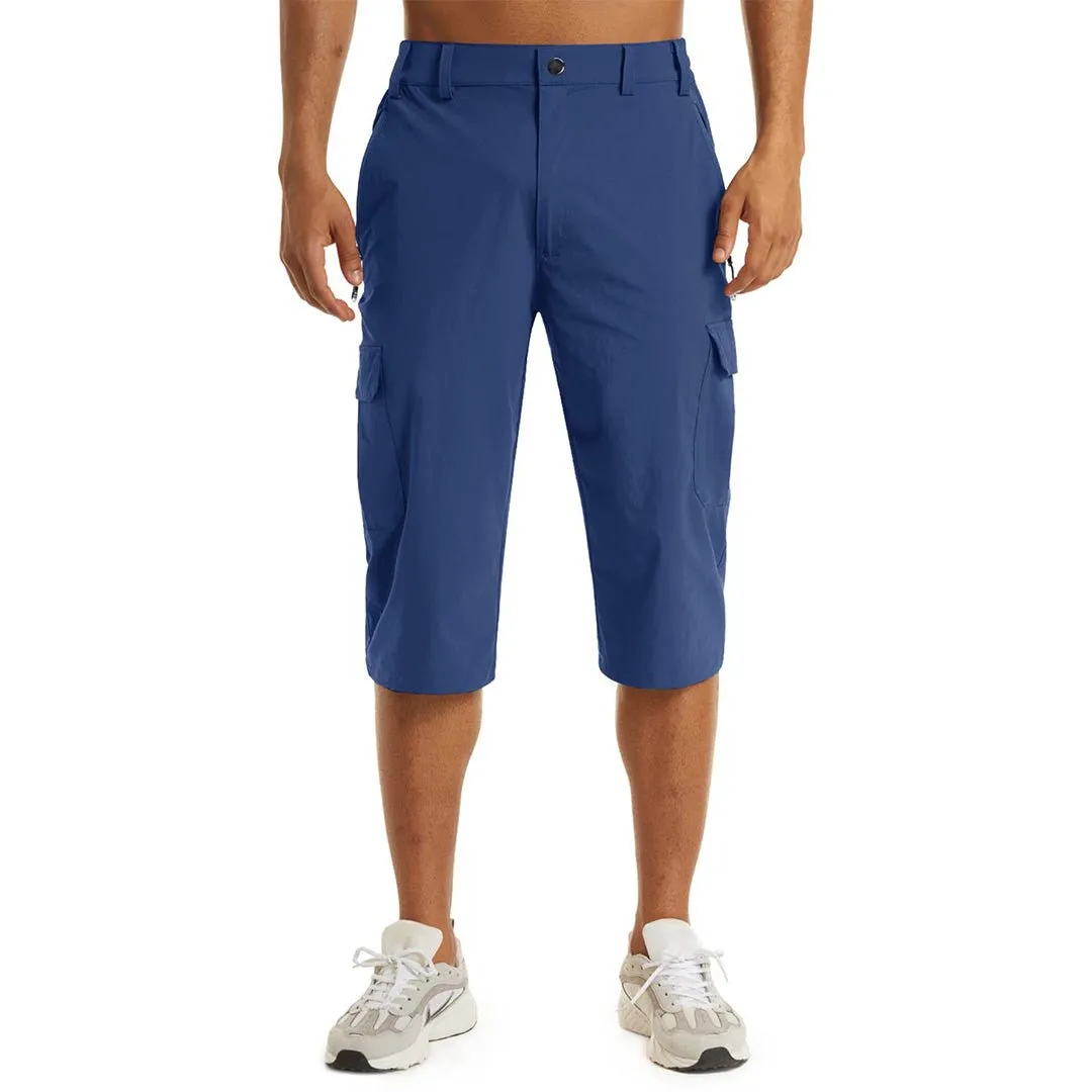 Men's 3/4 Quick-dry Cargo Capri Pants Zipper Pockets