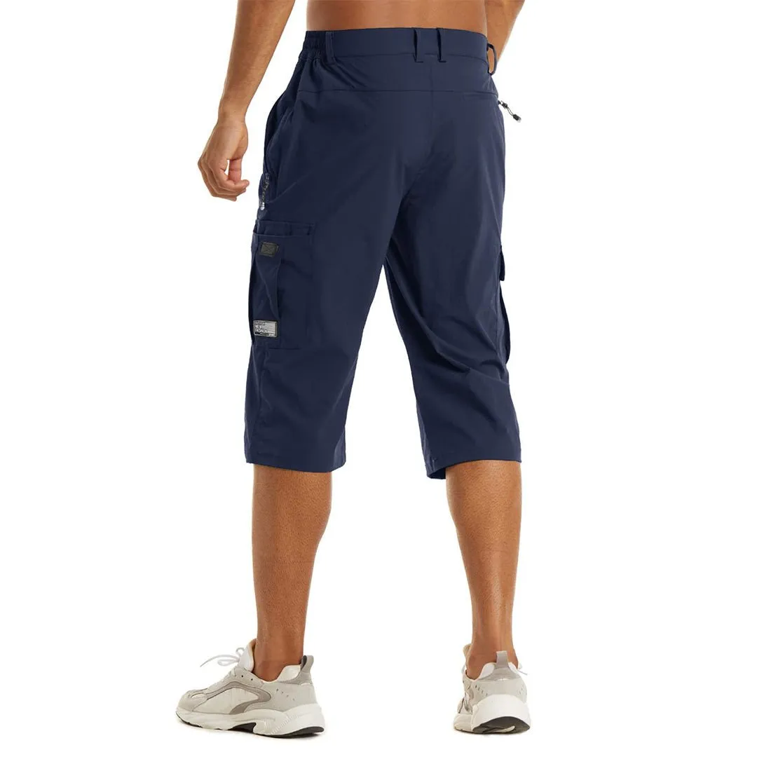 Men's 3/4 Quick-dry Cargo Capri Pants Zipper Pockets