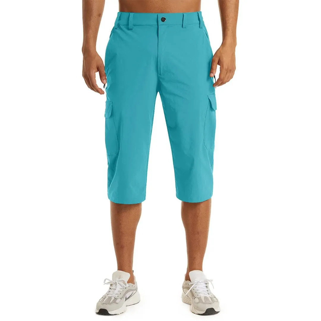 Men's 3/4 Quick-dry Cargo Capri Pants Zipper Pockets