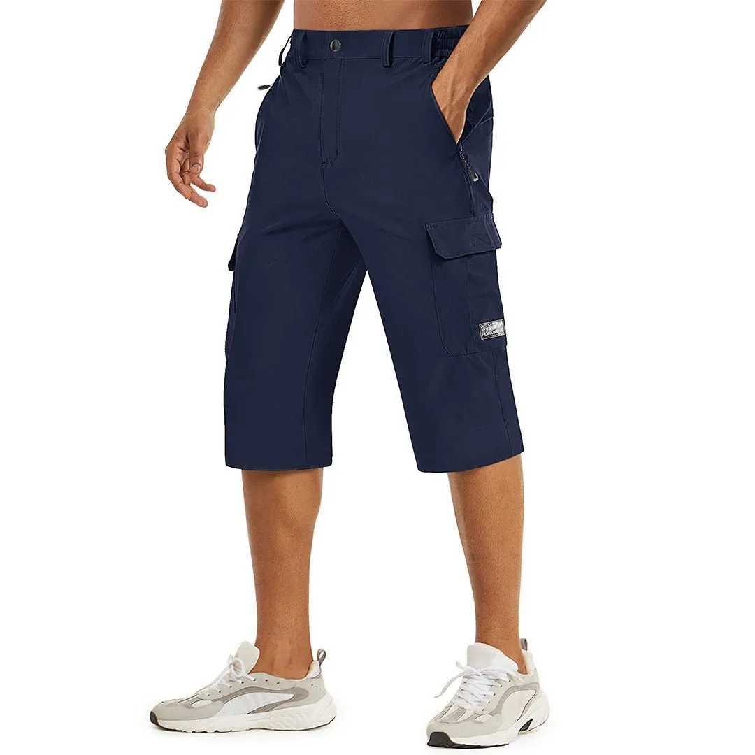 Men's 3/4 Quick-dry Cargo Capri Pants Zipper Pockets