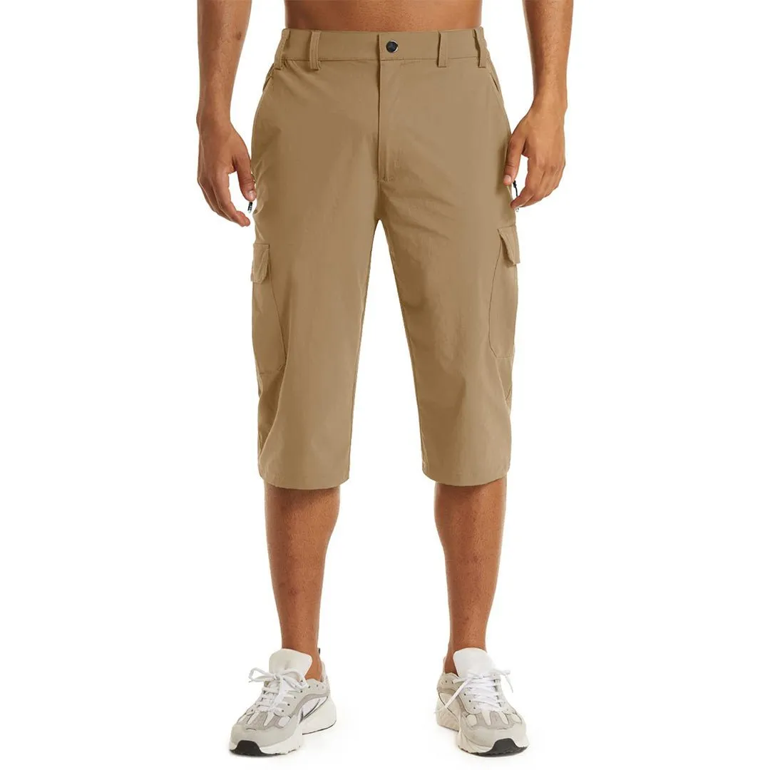 Men's 3/4 Quick-dry Cargo Capri Pants Zipper Pockets