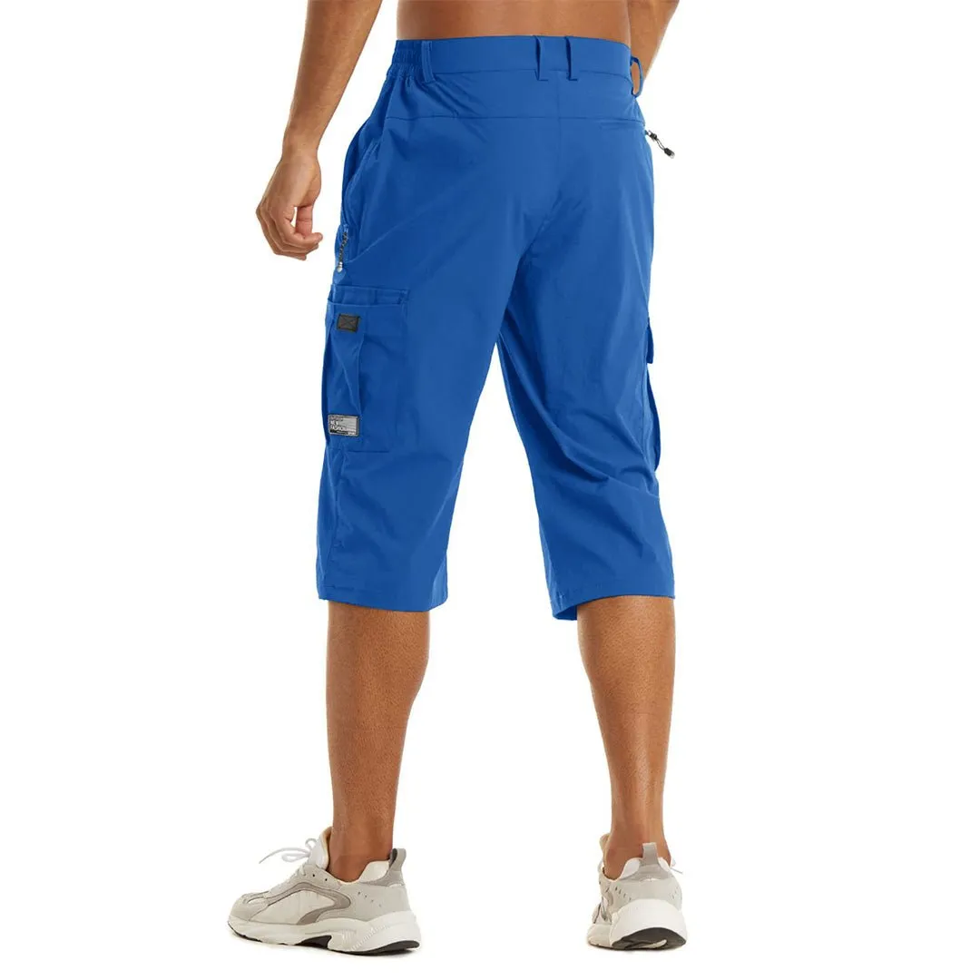 Men's 3/4 Quick-dry Cargo Capri Pants Zipper Pockets