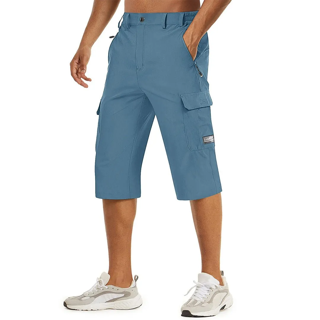 Men's 3/4 Quick-dry Cargo Capri Pants Zipper Pockets