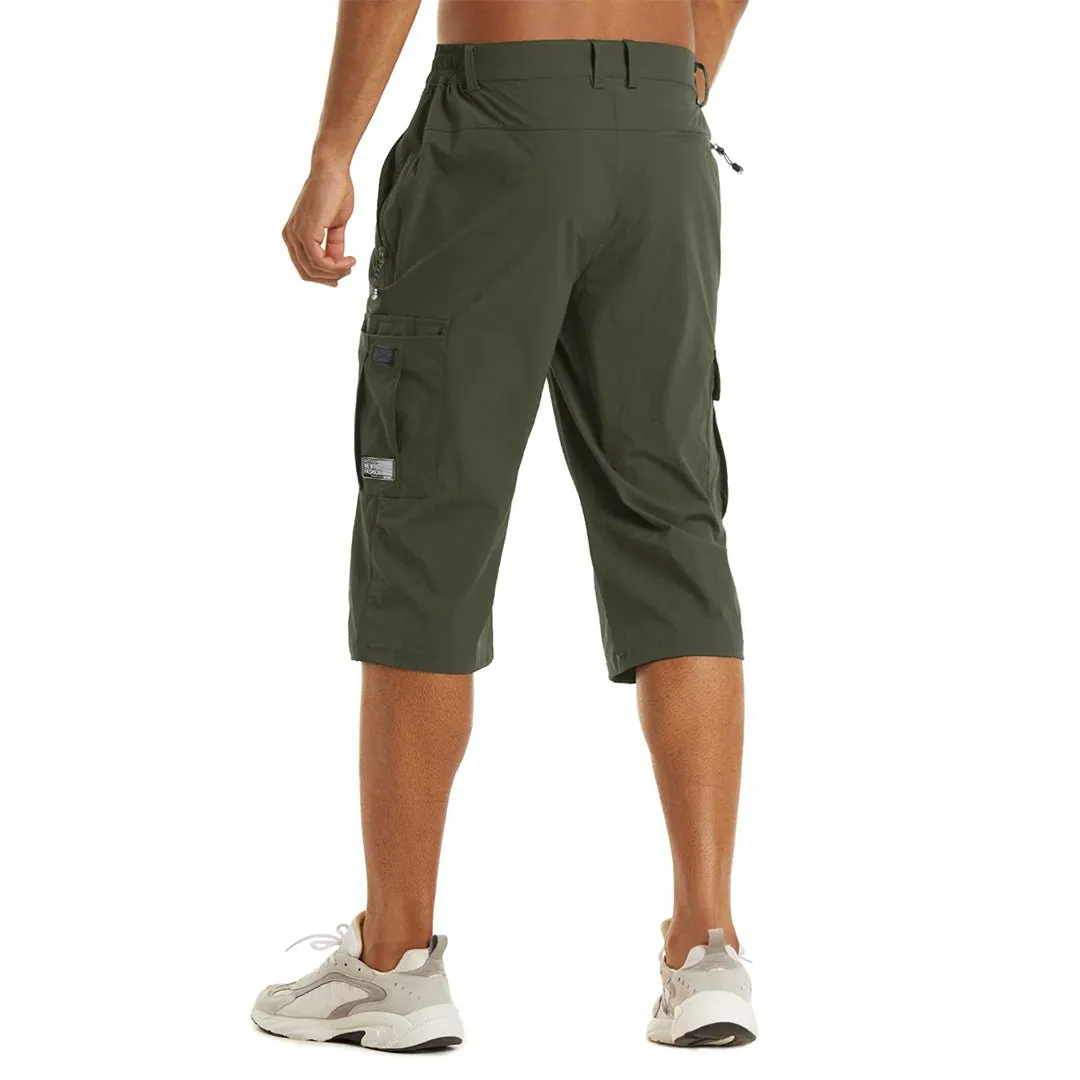 Men's 3/4 Quick-dry Cargo Capri Pants Zipper Pockets
