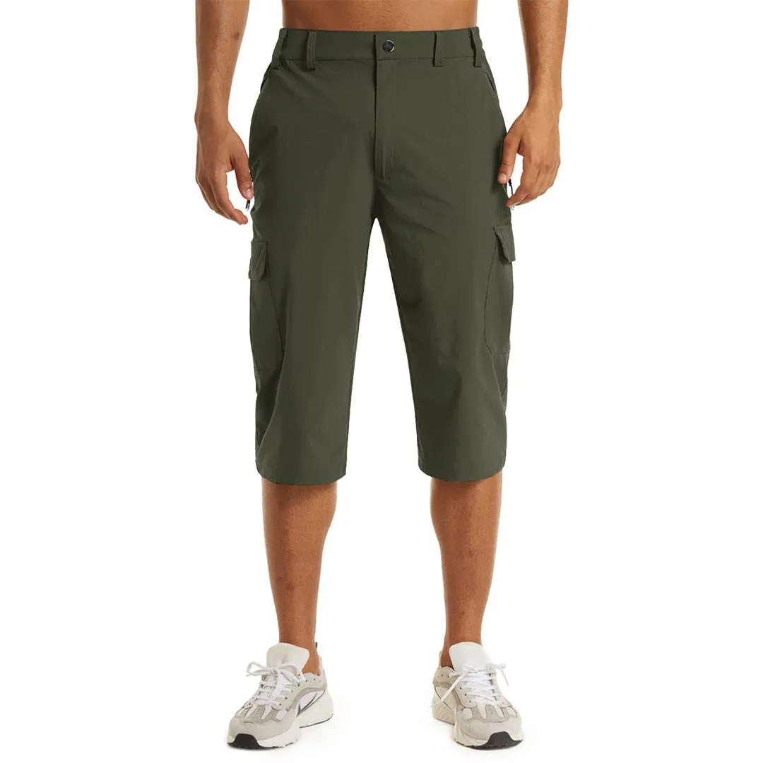 Men's 3/4 Quick-dry Cargo Capri Pants Zipper Pockets