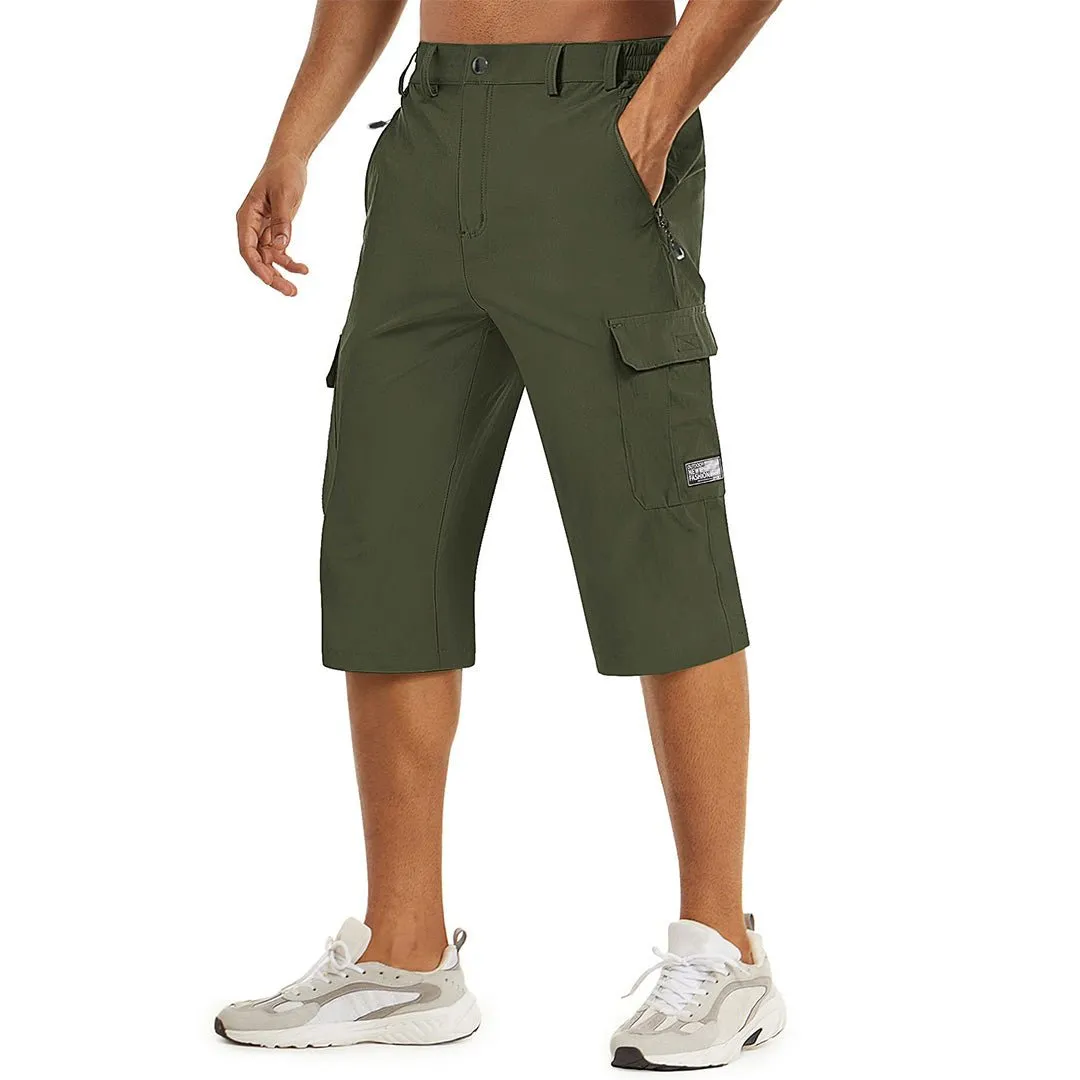 Men's 3/4 Quick-dry Cargo Capri Pants Zipper Pockets