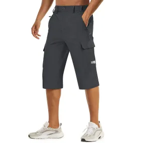 Men's 3/4 Quick-dry Cargo Capri Pants Zipper Pockets