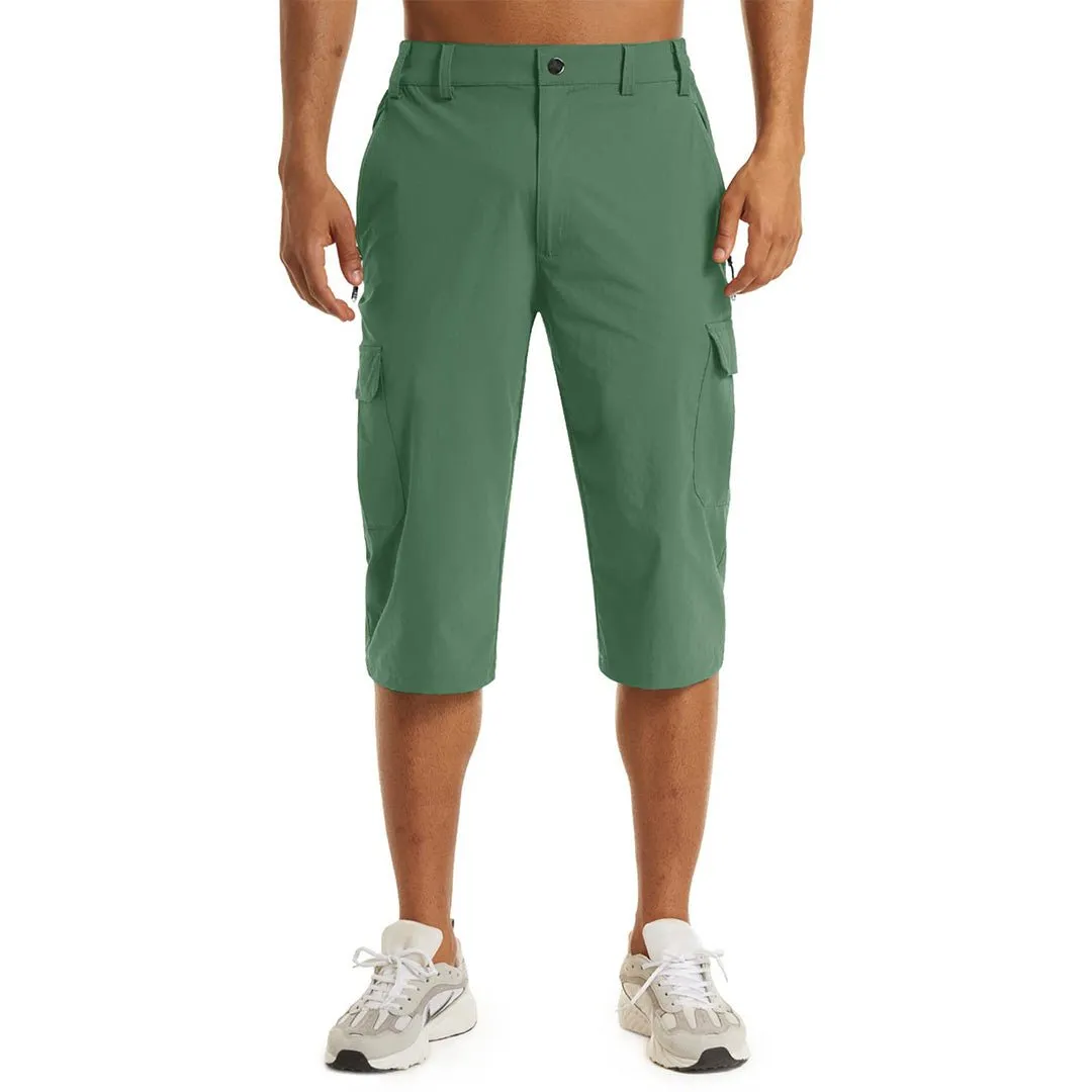 Men's 3/4 Quick-dry Cargo Capri Pants Zipper Pockets