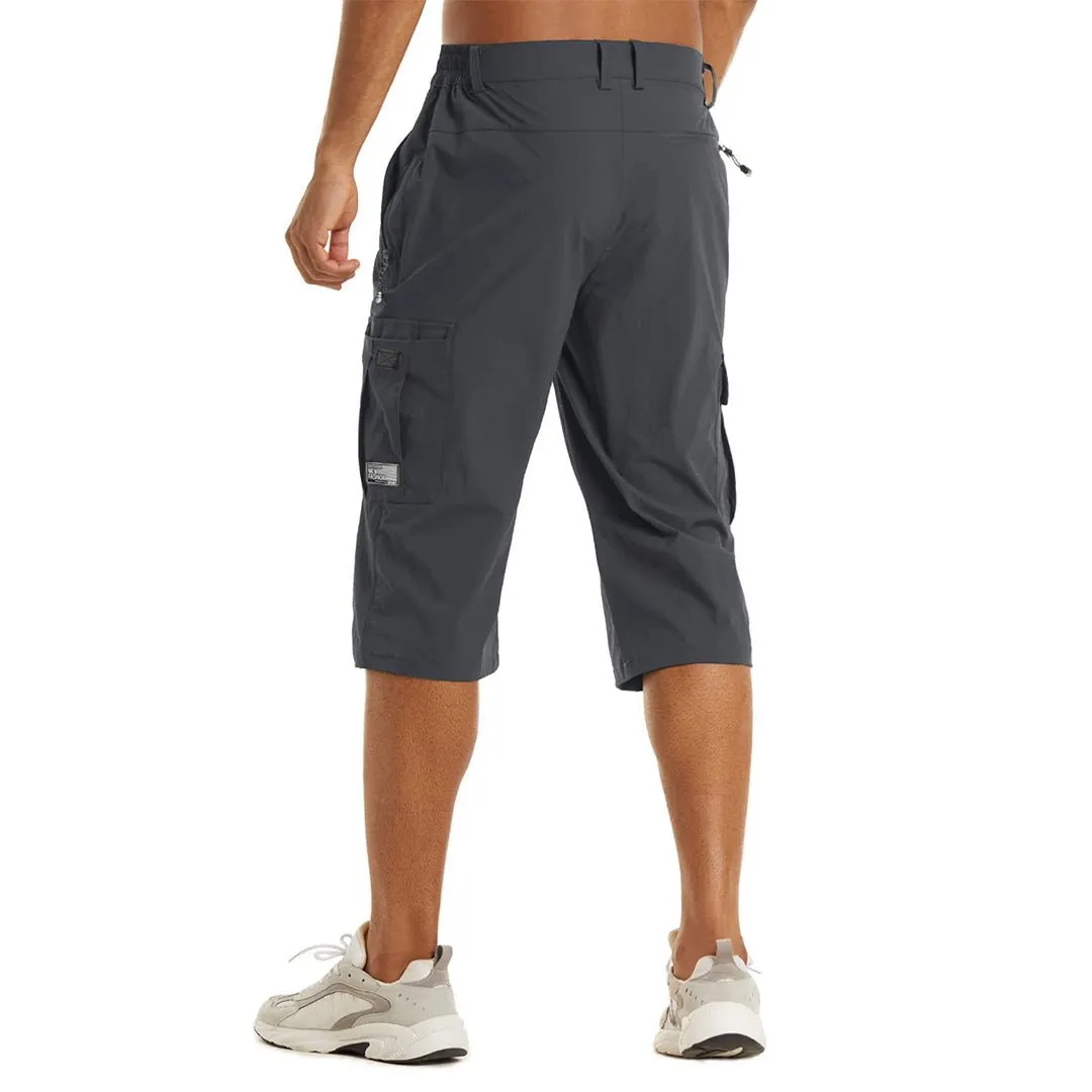 Men's 3/4 Quick-dry Cargo Capri Pants Zipper Pockets
