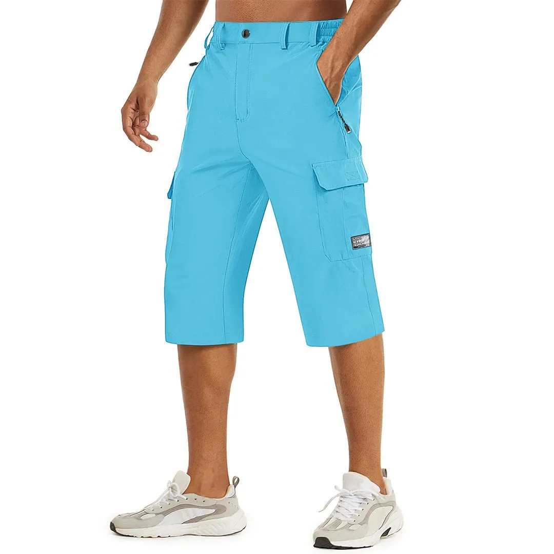 Men's 3/4 Quick-dry Cargo Capri Pants Zipper Pockets