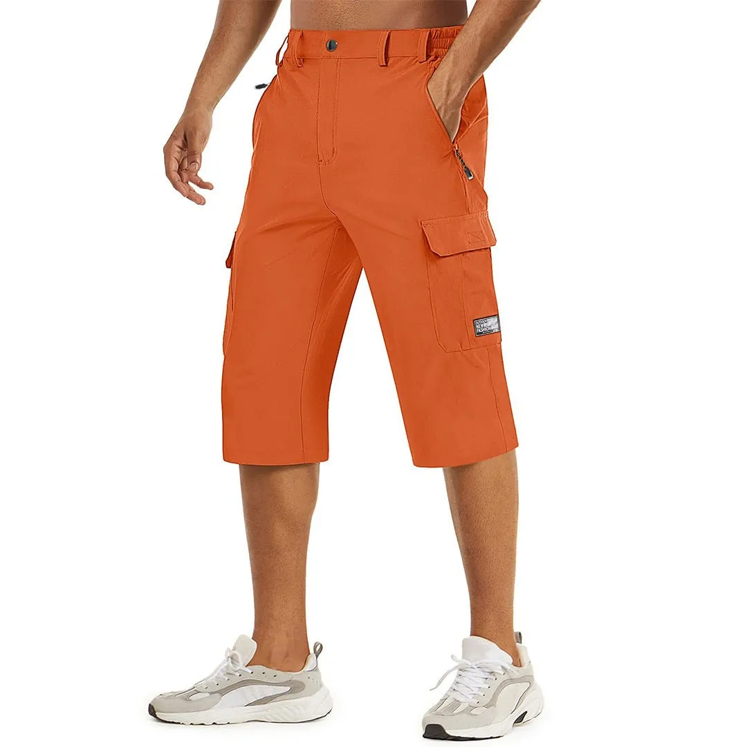 Men's 3/4 Quick-dry Cargo Capri Pants Zipper Pockets