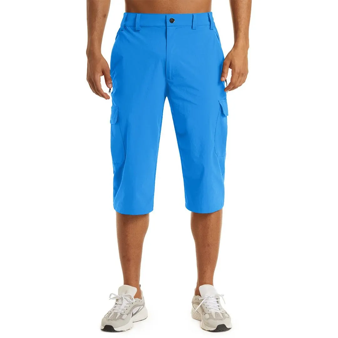 Men's 3/4 Quick-dry Cargo Capri Pants Zipper Pockets
