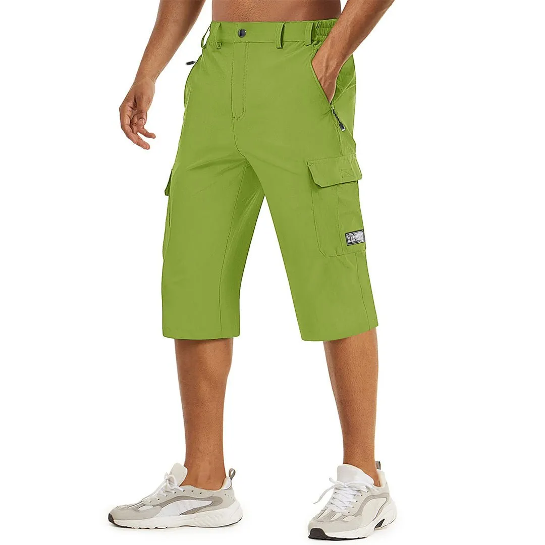 Men's 3/4 Quick-dry Cargo Capri Pants Zipper Pockets