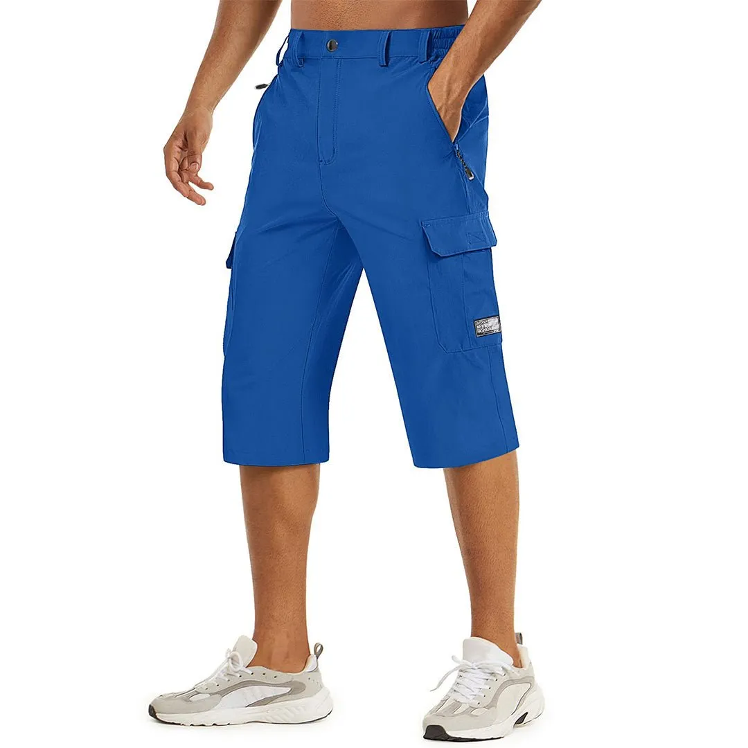 Men's 3/4 Quick-dry Cargo Capri Pants Zipper Pockets