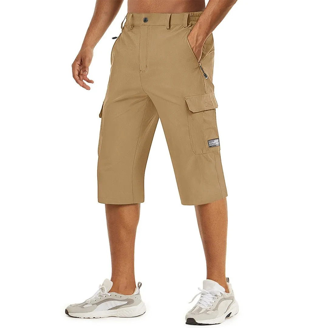 Men's 3/4 Quick-dry Cargo Capri Pants Zipper Pockets