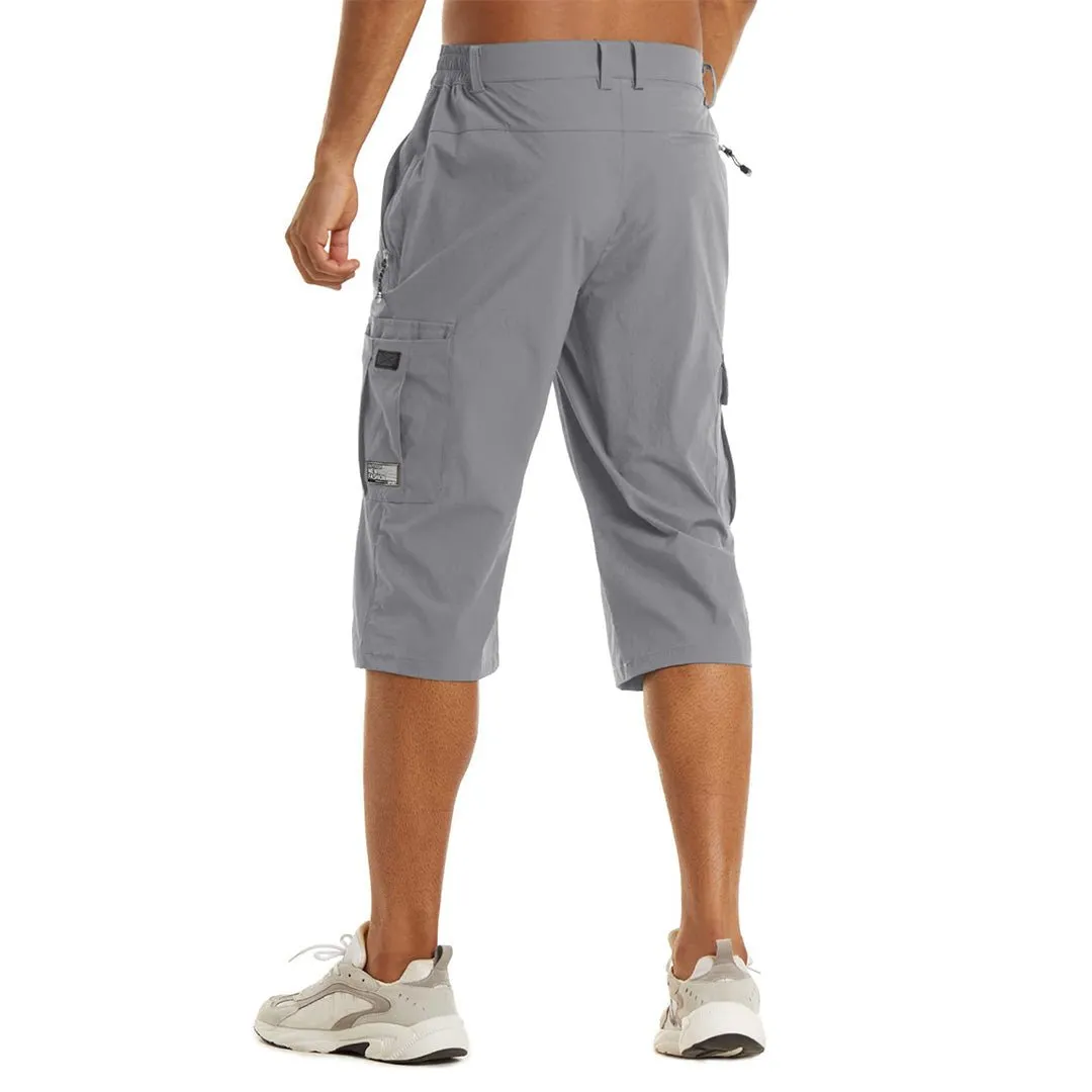 Men's 3/4 Quick-dry Cargo Capri Pants Zipper Pockets