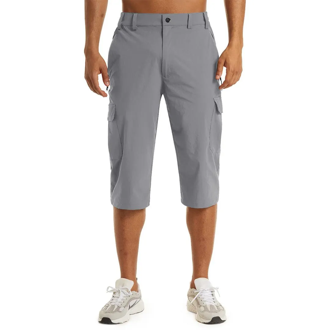 Men's 3/4 Quick-dry Cargo Capri Pants Zipper Pockets